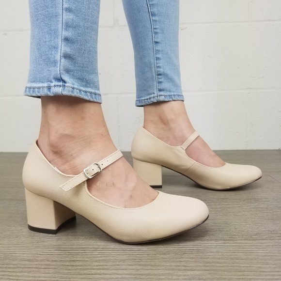 Block Heel Vintage Rockabilly Style Pumps - Picture 2 of 8